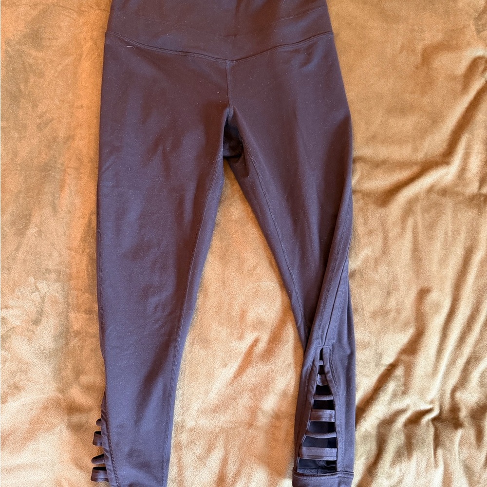 Zella Black Leggings with Strappy Cutout Ankle Detail